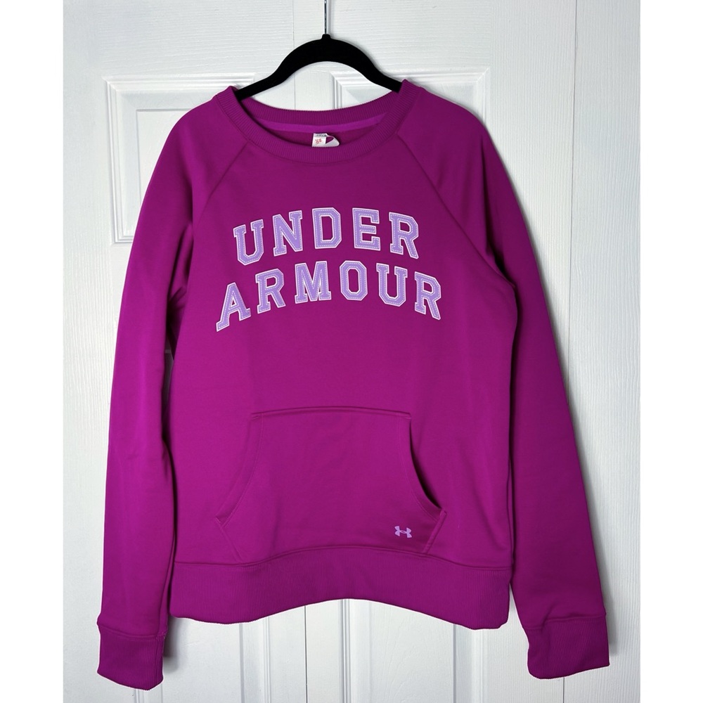Under Armour Cold Gear Magenta Purple Pink Fleece Crewneck Sweatshirt Size Large
